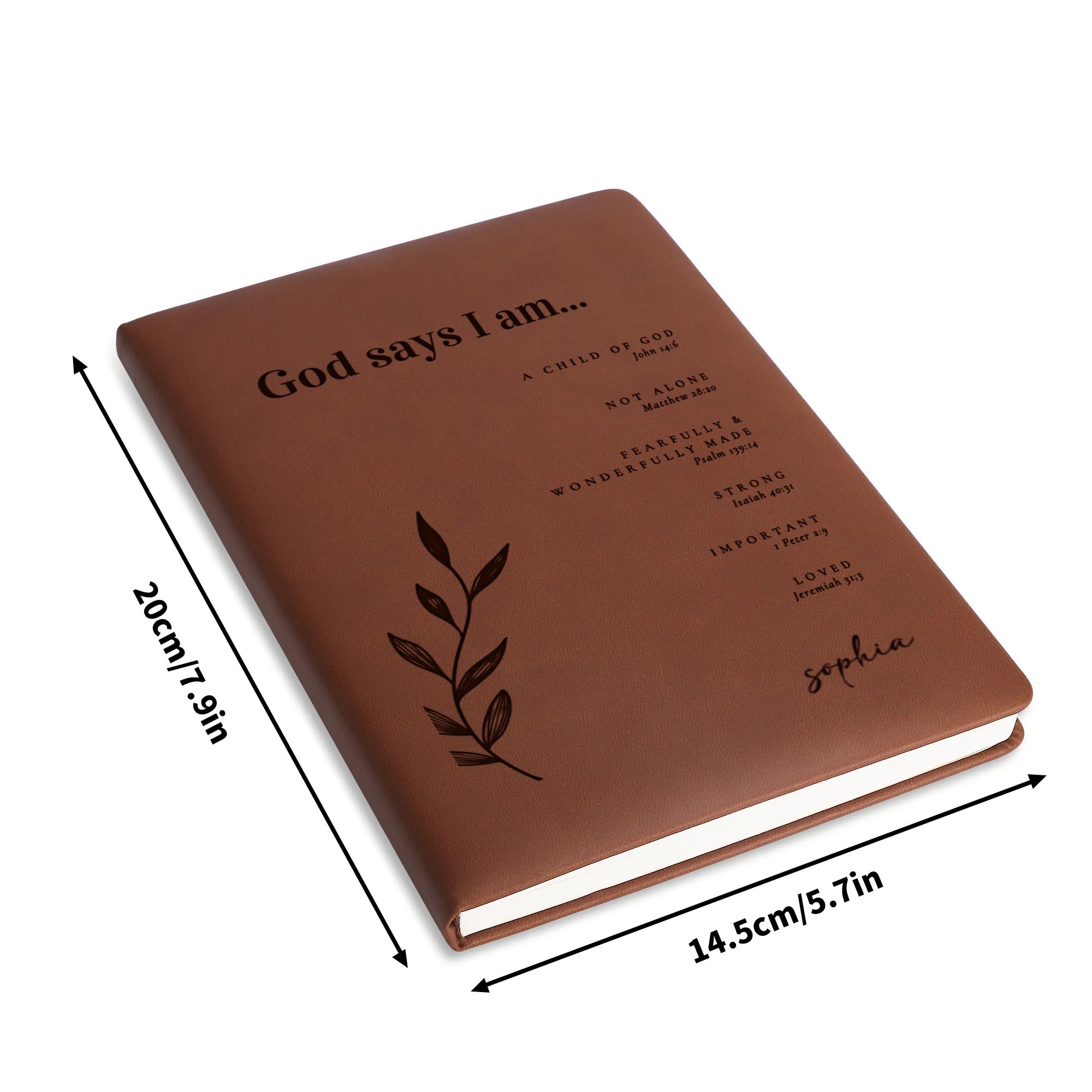 Personalized Christian Journal with God Say I Am Design, Custom Name Prayer & Faith Notebook, Religious Gift, First Communion Gifts, Birthday. NBLAF24